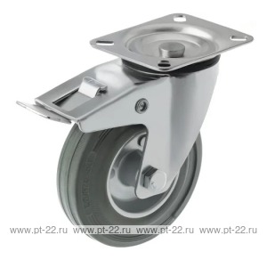 Поворотное колесо с серой резиной и тормозом SCB 63 f